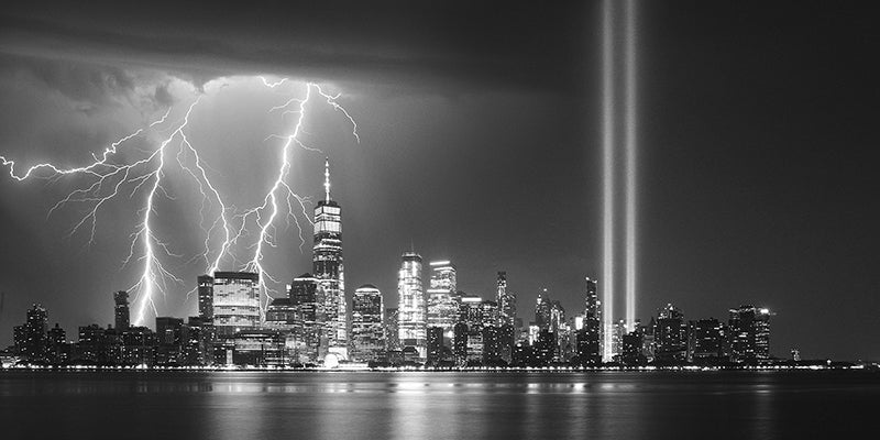 A Tribute in Light, NYC (B&W)