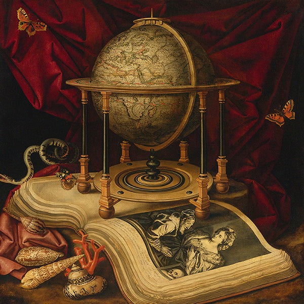 Still Life with Celestial Globe, a Book, Shells, a Snake and Butterflies