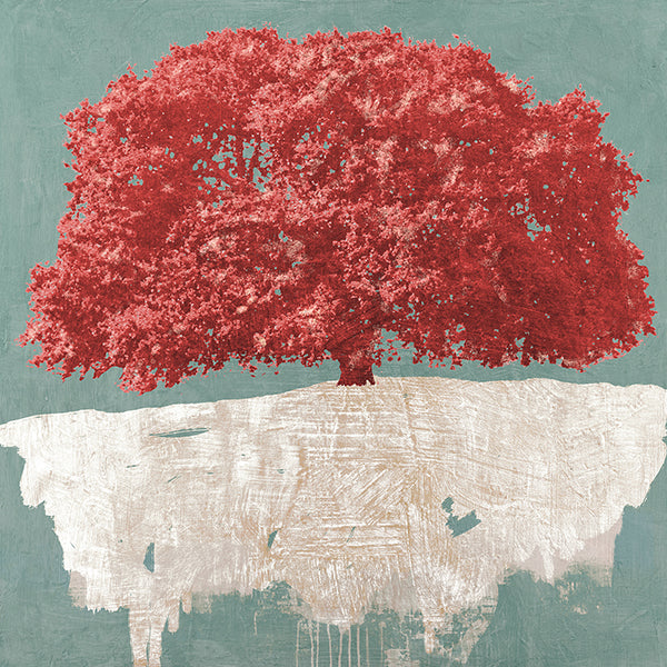 Red Tree on Aqua