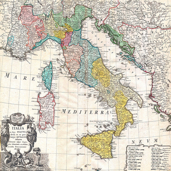 Map of Italy, 1742