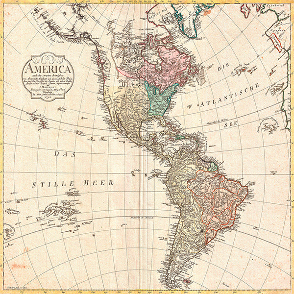 Map of North America and South America, 1796