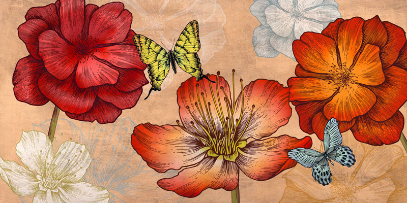 Flowers and Butterflies (Neutral)