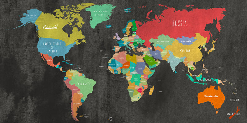 Modern Map of the World  (chalkboard, detail)