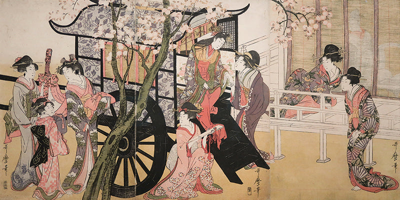 Courtesans admiring cherry blossoms