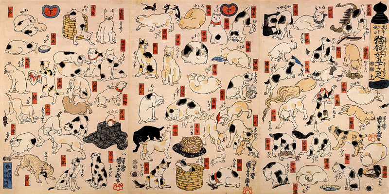 Cats suggested as the fifty-three stations of the Tokaido