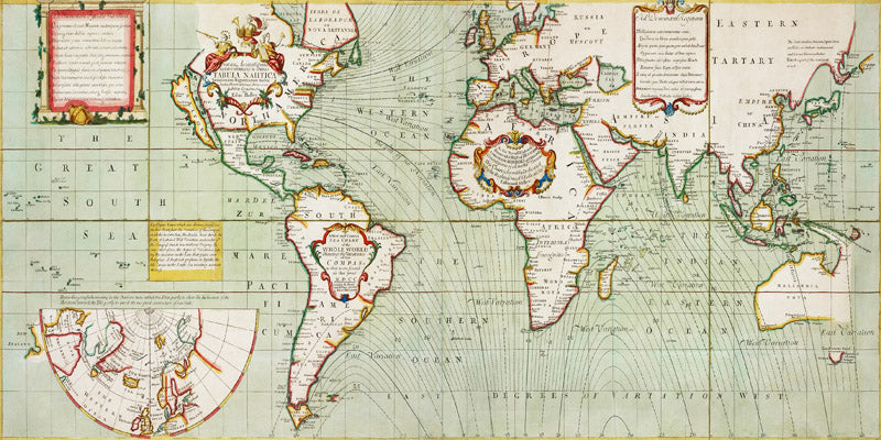 Nova & accuratissima totius terrarum orbis tabula nautica, 1707