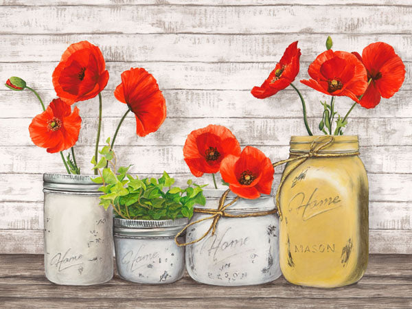 Poppies in Mason Jars (detail)