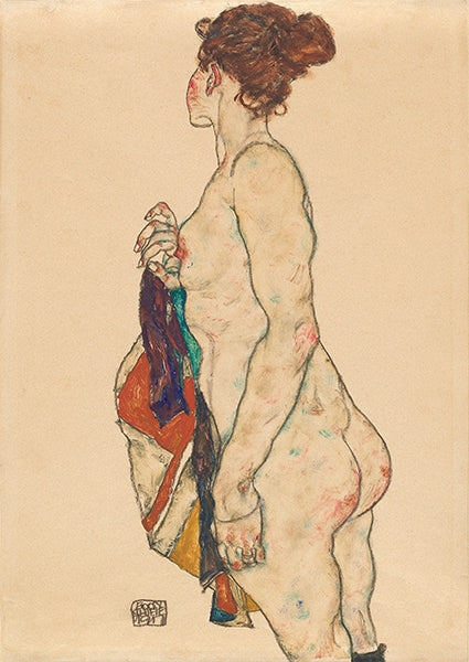 Standing Nude with a Patterned Robe