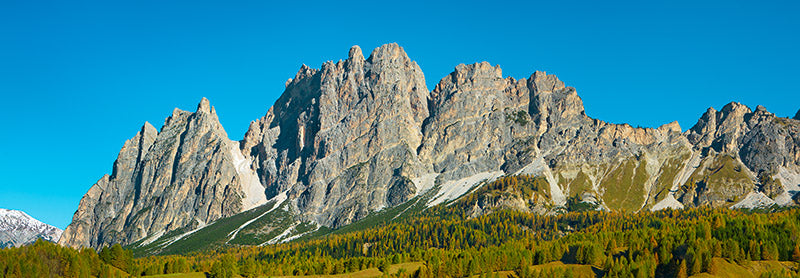 Pomagagnon and larches in autumn, Cortina d'Ampezzo, Dolomites, Italy