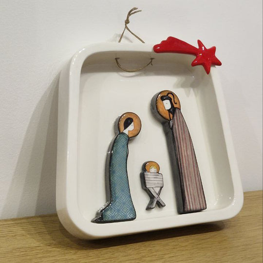 Presepe Teatrino con stella cometa rossa