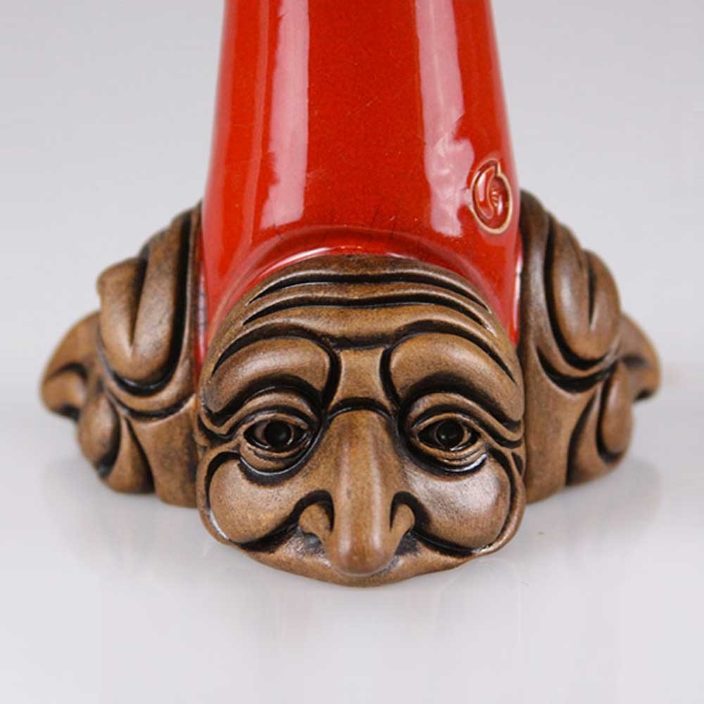 Corno portafortuna con tre facce rosso 25 cm