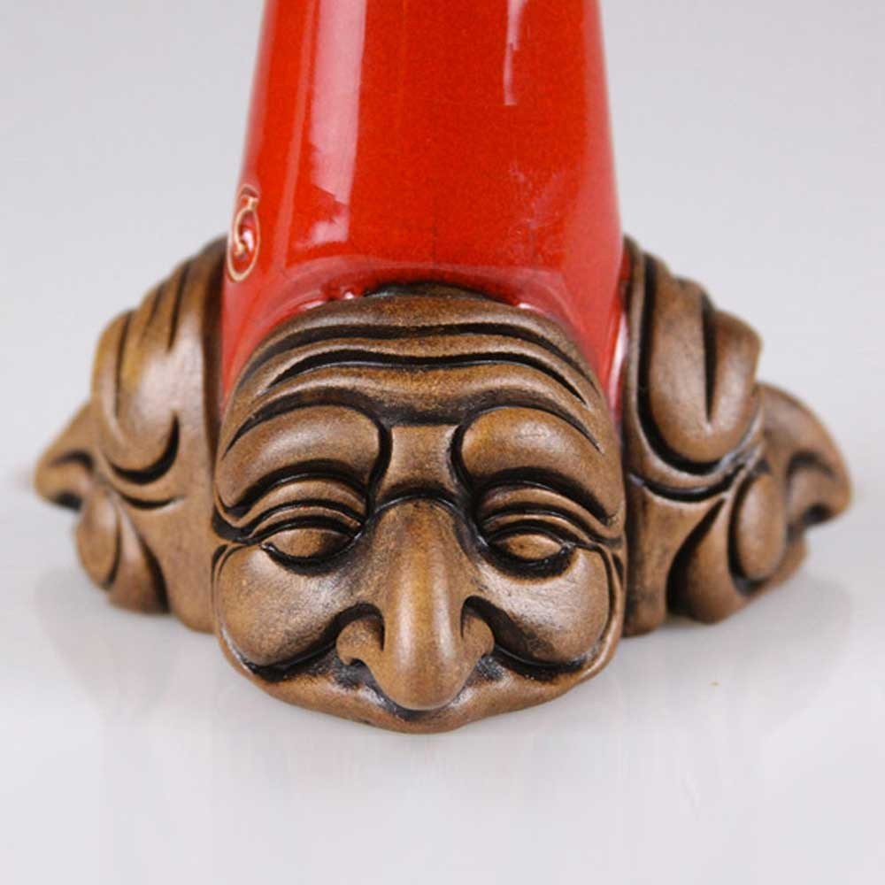 Corno portafortuna con tre facce rosso 25 cm