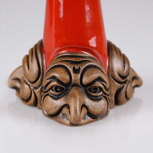 Corno portafortuna con tre facce rosso 25 cm