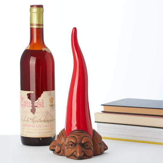 Corno portafortuna con tre facce rosso 25 cm
