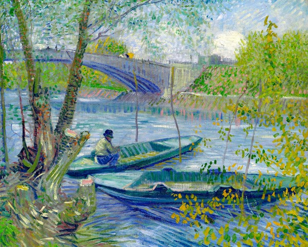 Pesca in primavera, il ponte di Clichy ad Asnières di Vincent Van Gogh